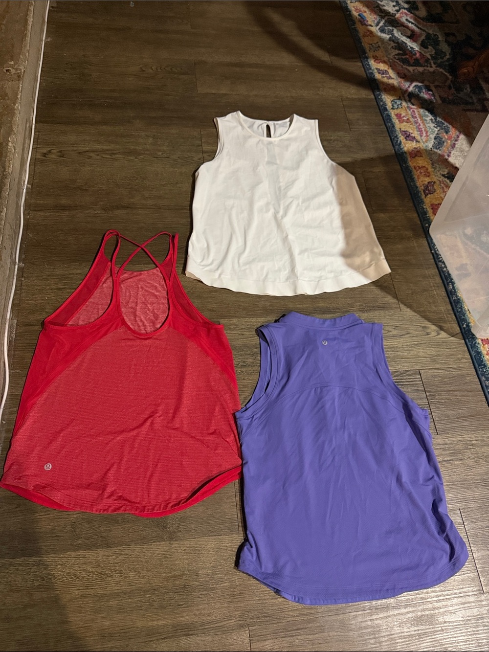lululemon athletica Trio: Red, White & Purple Tank Tops